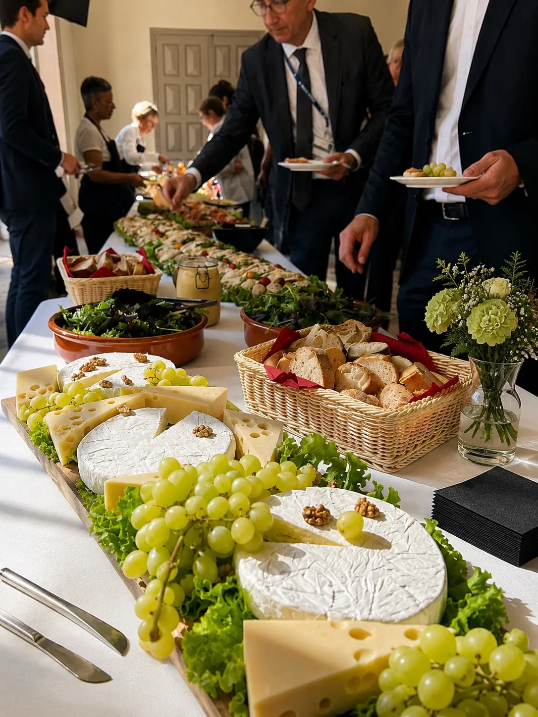 Buffet professionnel avec les participants d’une réception d’entreprise